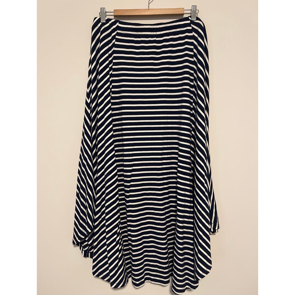 Nwt Chico's‎ Maxi Skirt XL (3) Navy White Stripes Handkerchief